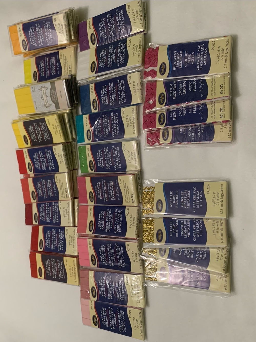 52 Pice Bias Tape Extra Wide Double Fold & Rick Rack Multiple Colors